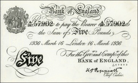 Jeden ze sfałszowanych banknotów. Zdjęcie za: Wikipedia/domena publiczna.