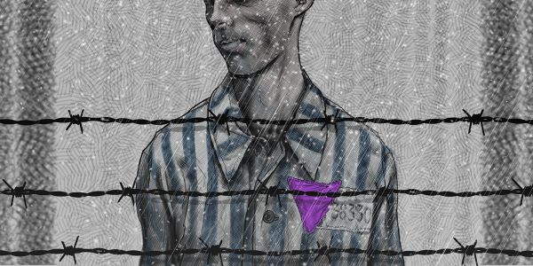 Rysunek pokazujący Świadka Jehowy w nazistowskim obozie koncentracyjnym / fot. JW.ORG